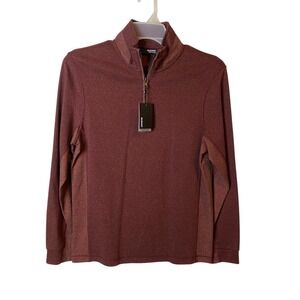 Murano Liquid Luxury Mens Small Rust Orange 100% Cotton Quarter Zip Pullover NWT